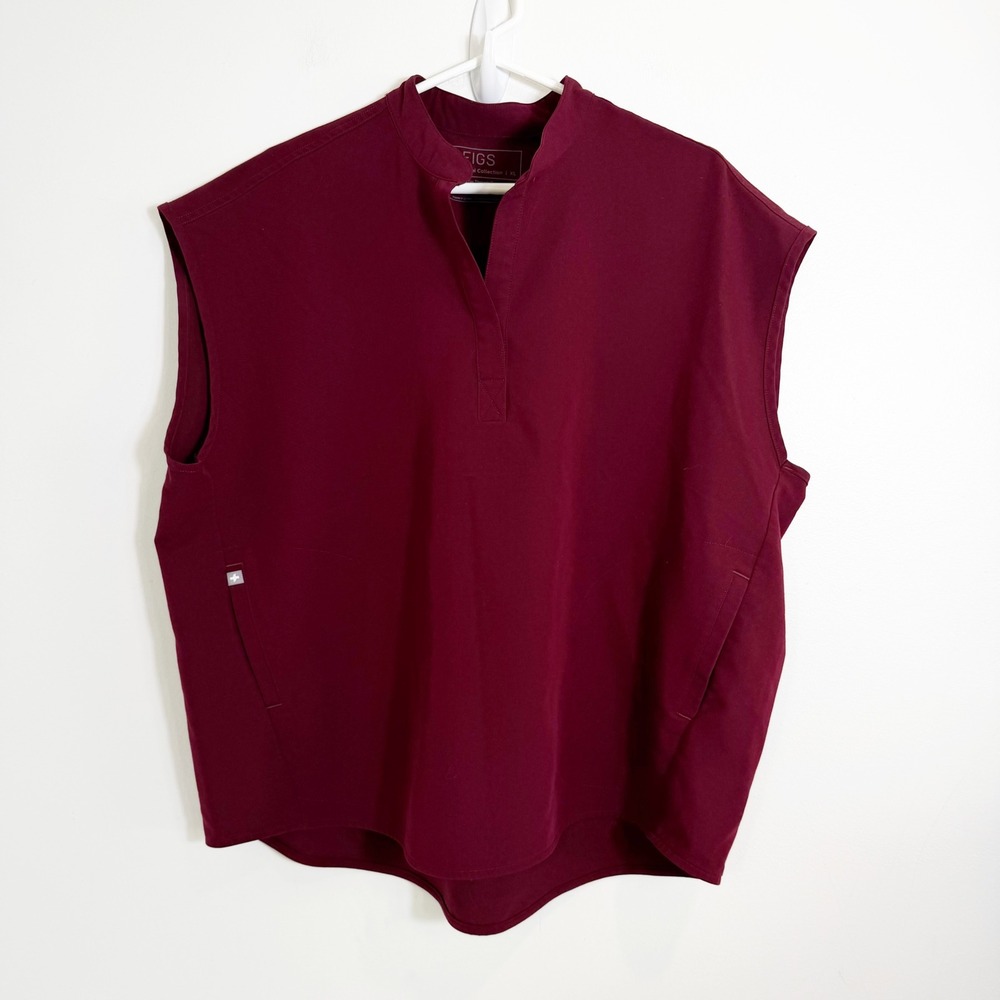 Figs Rafaela Scrub Top Women XL Burgundy Sleeveless Technical Collection 1000214
